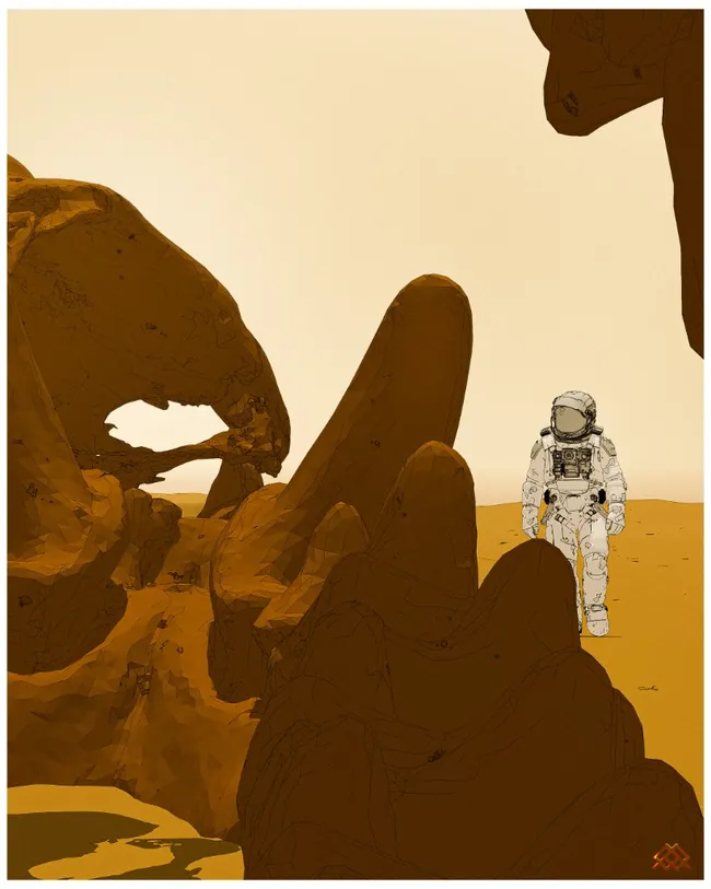 Desert Walk, astronaut on an alien world