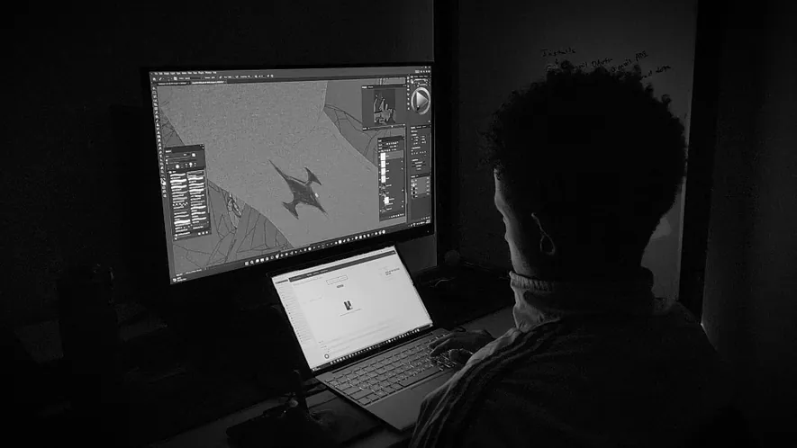 NatiFlux at a dual-monitor design and development setup